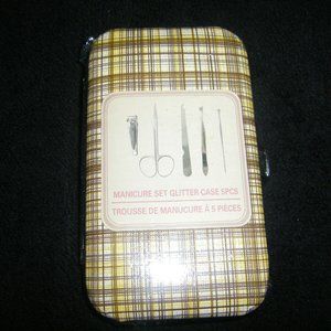 Manicure Set by Trousse  Yellow Glitter Case 5 Piece Set New Sealed